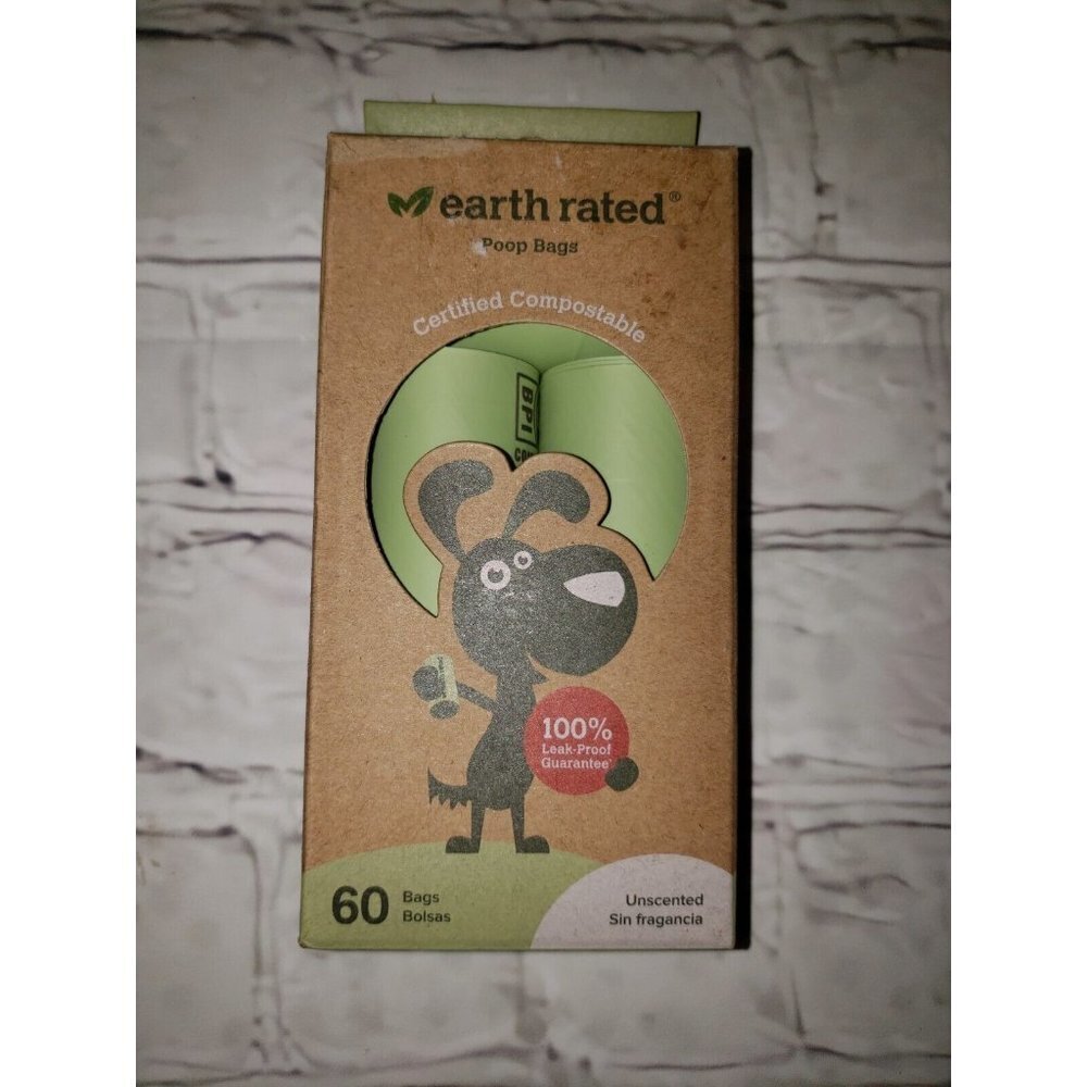 New Earth Rated Canine Dog Poop Bags Green Extra Long & Strong 60ct